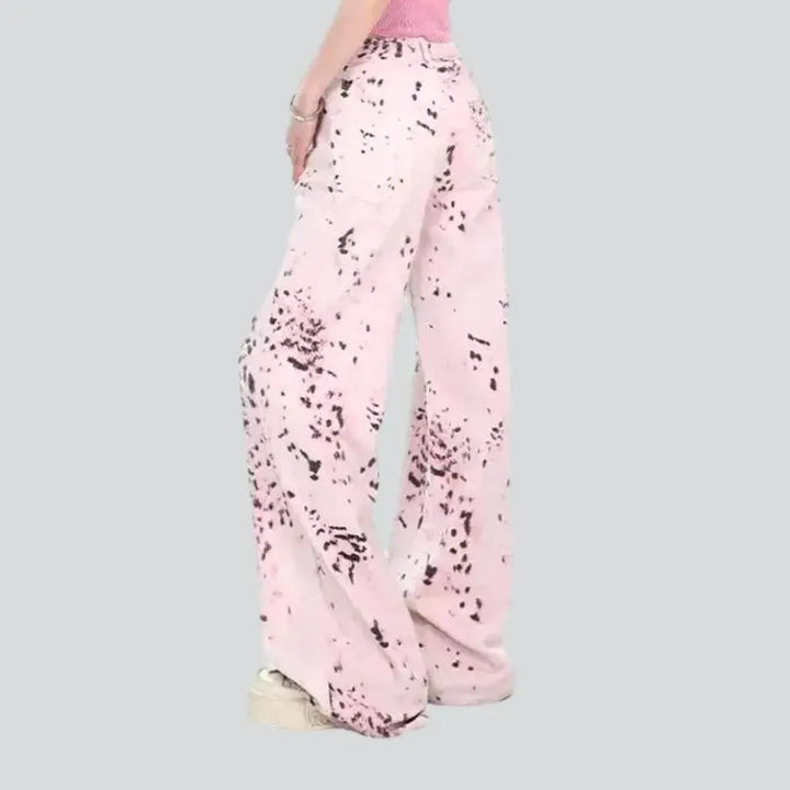 Fashionable high rise floral wide jeans for ladies