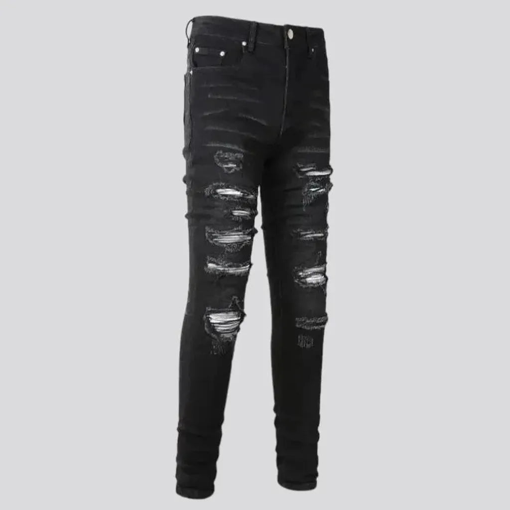 Grunge men's black jeans
