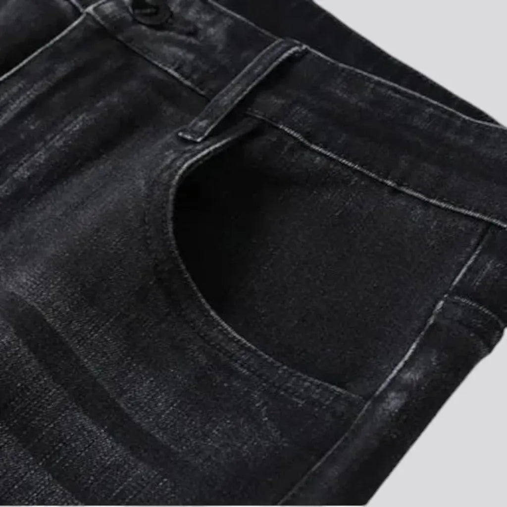 Whiskered and straight fit men's jeans