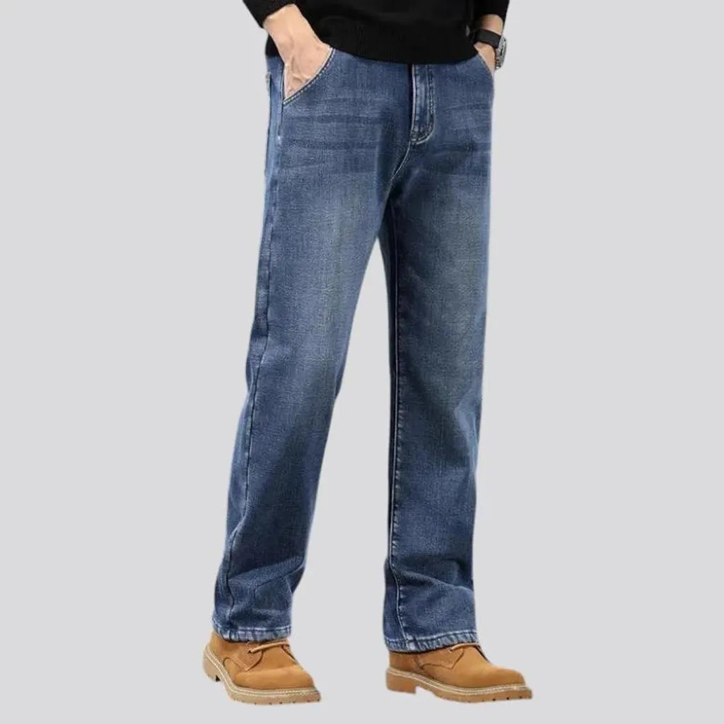 Straight fit dark faded men's jeans