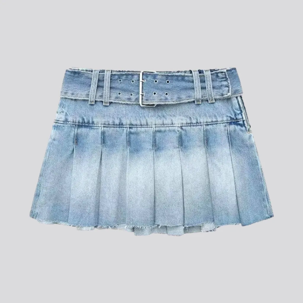 Raw Hem Plaited Street Style Denim Skirt | Jeans4you.shop