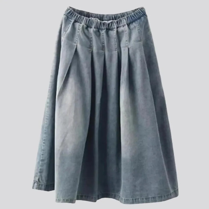 long, vintage, sanded, pleated-waistline, high-waist, rubber, women's skirt | Jeans4you.shop