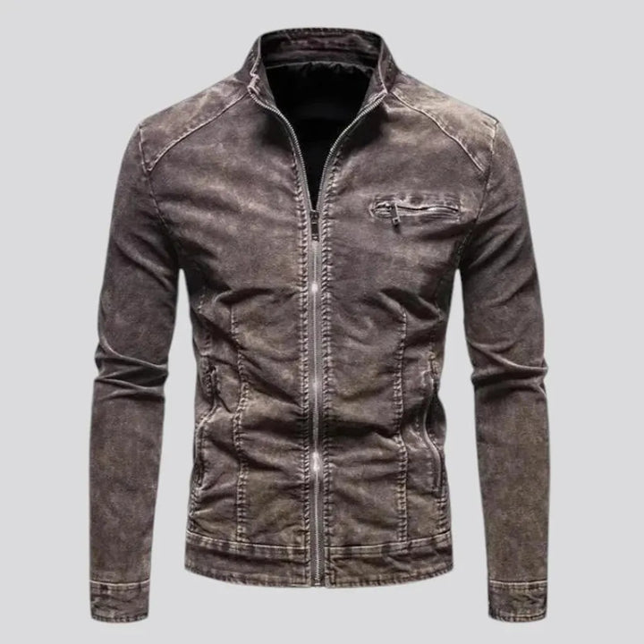 Biker style men's denim jacket