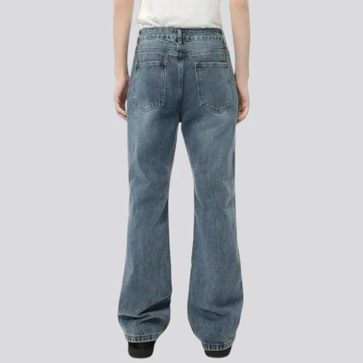 Whiskered baggy-fit street men's jeans