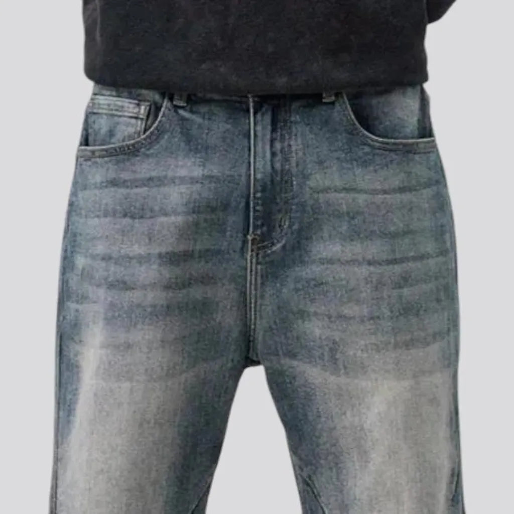 Creased mid rise fashion men's jeans