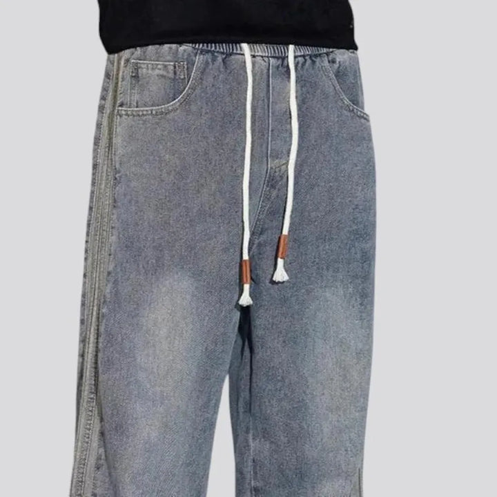 Baggy-leg padded mid-rise men's jeans