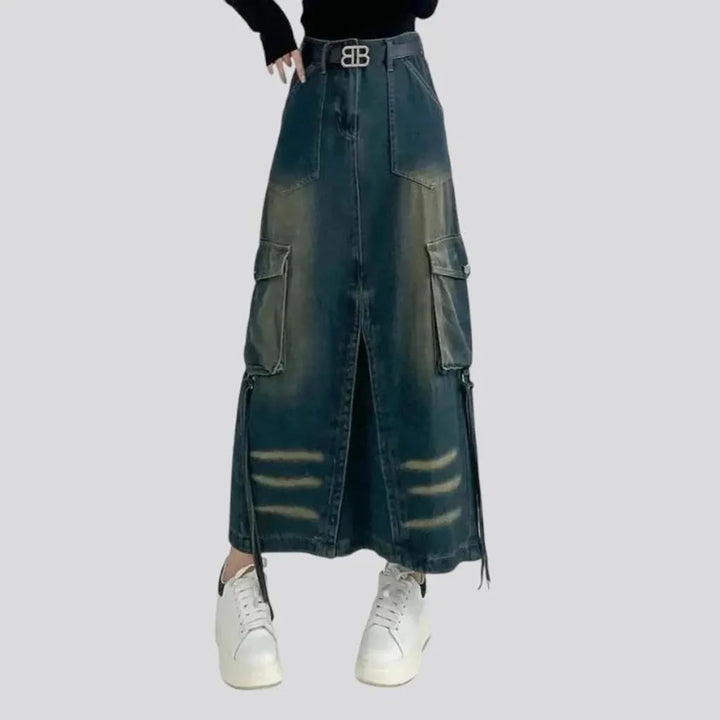 High-waist jeans skirt