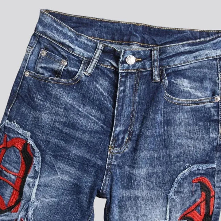 Distressed skinny fit men's jeans