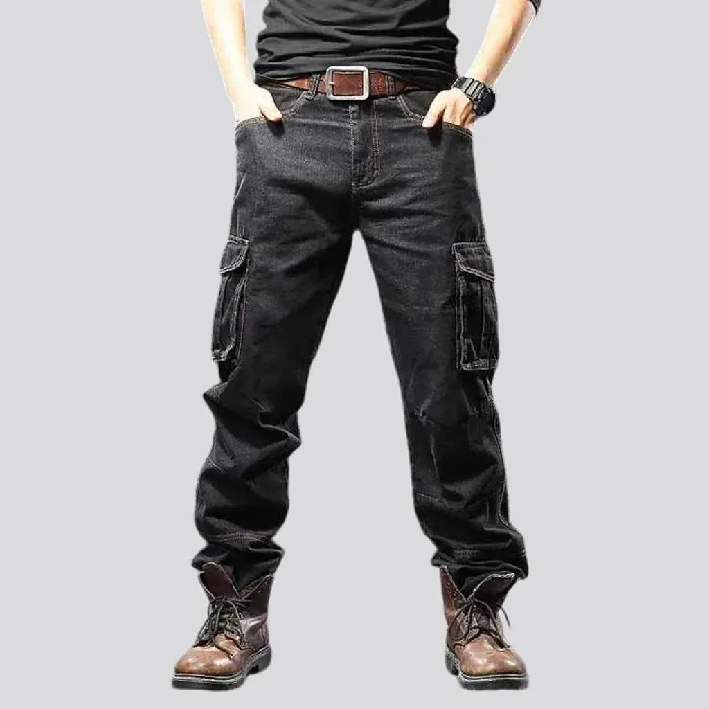 Mid rise loose worker men's jeans