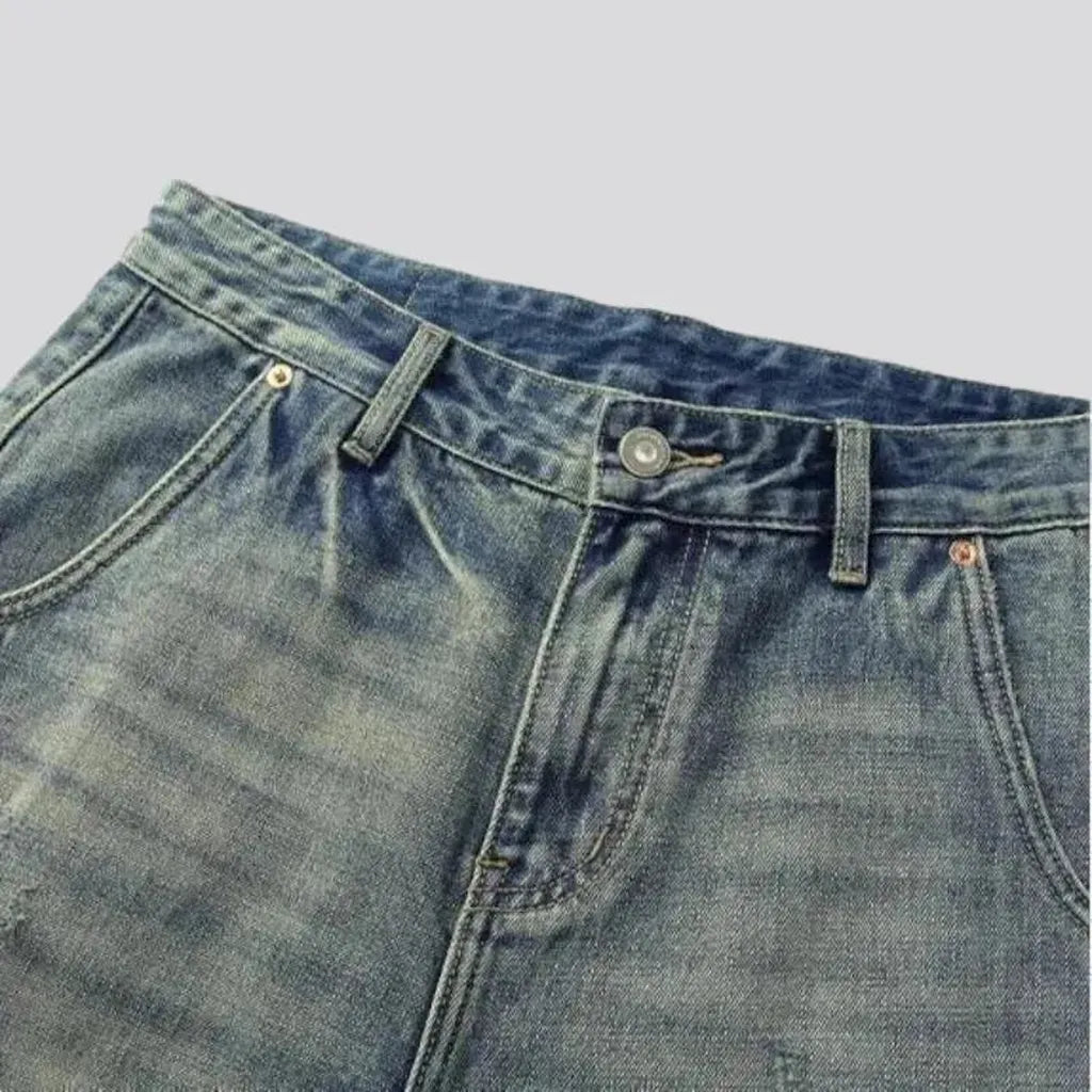 Whiskered distressed jeans shorts
 for men