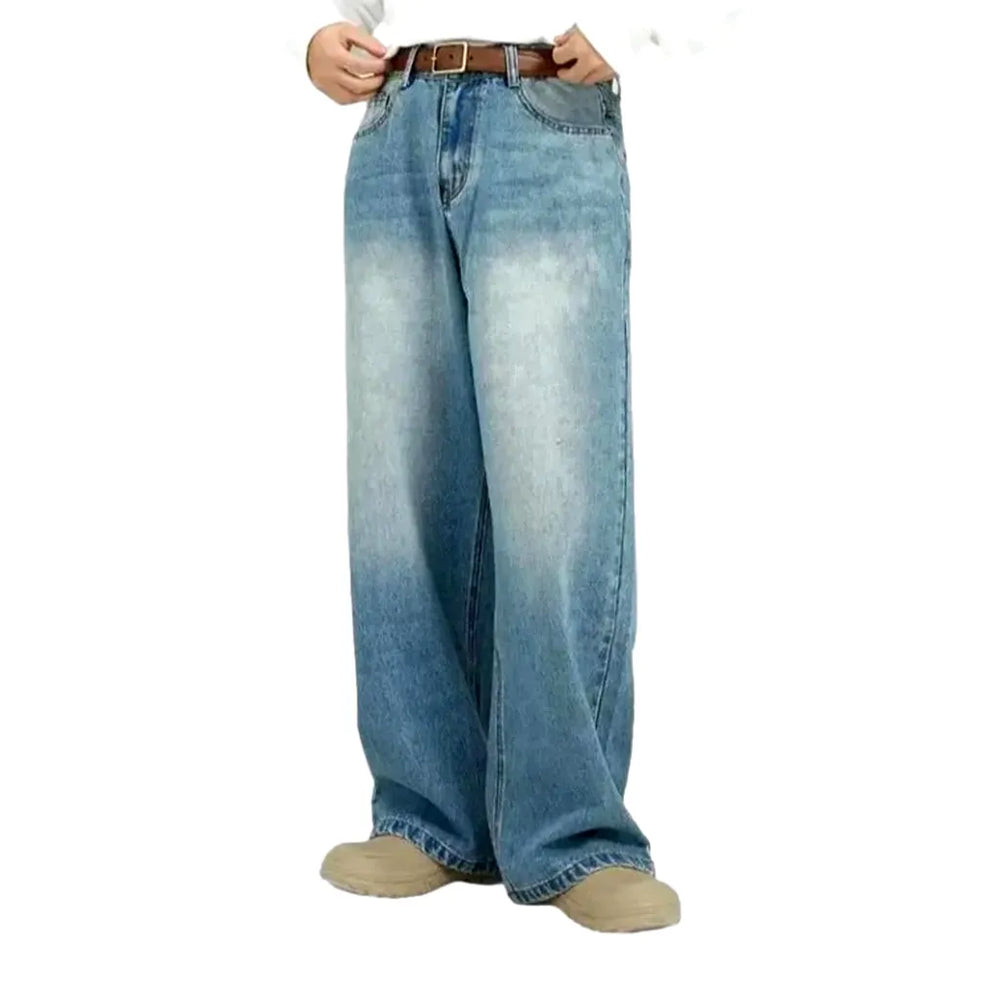 Mid-waist Trendy Men's Jeans - Light Blue