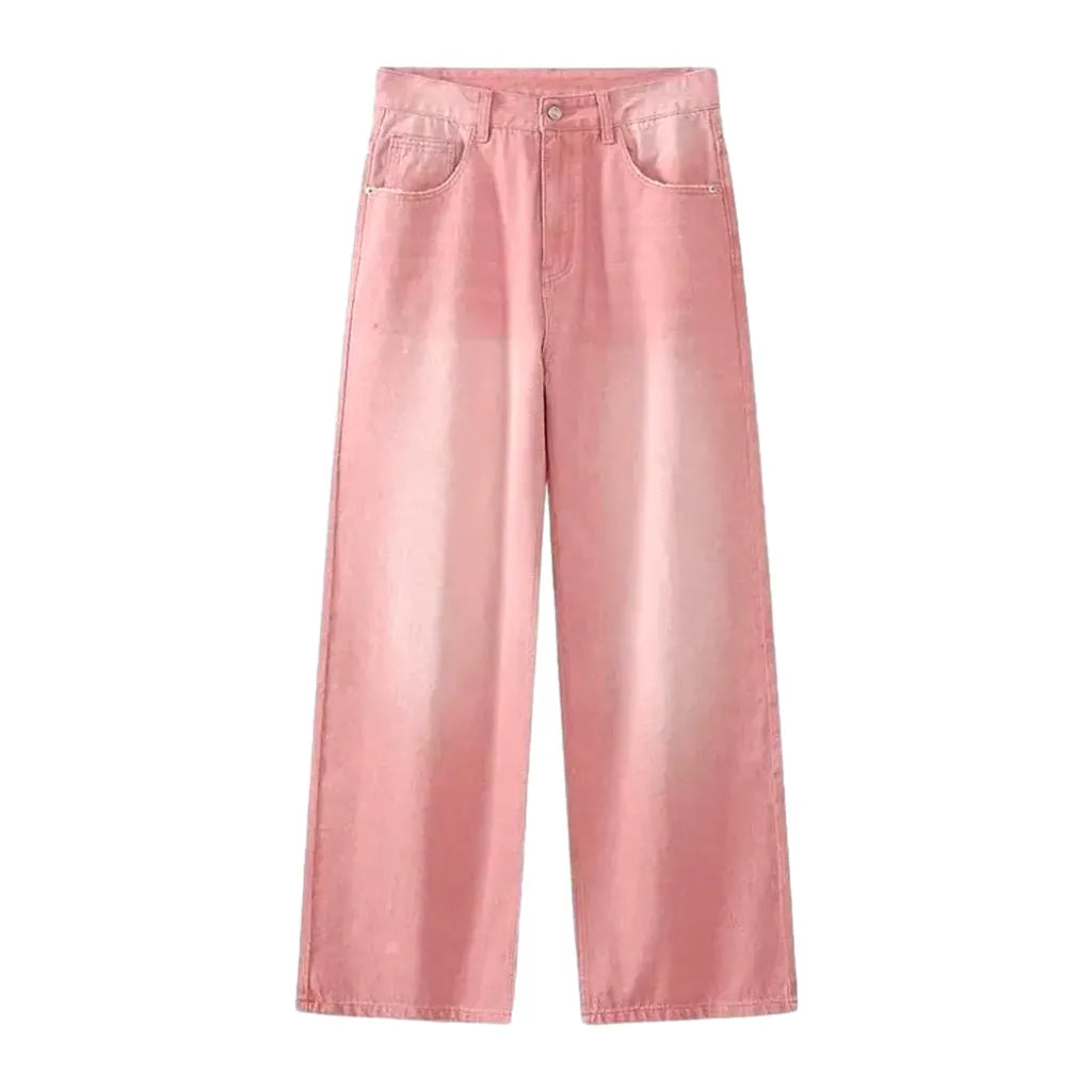 Whiskered Baggy Boho Jeans for Men - Pink