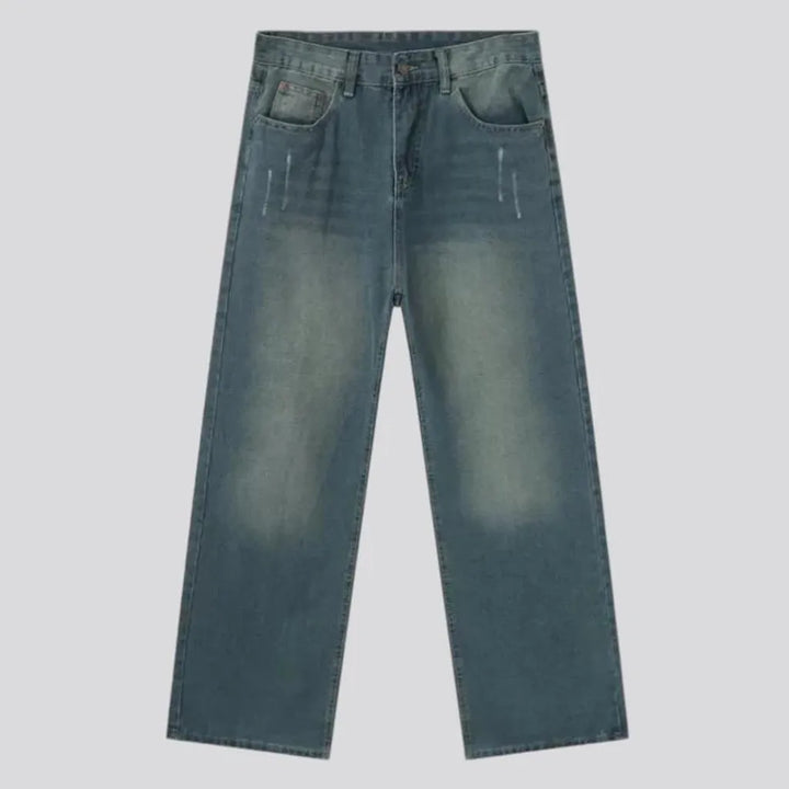 Fashionable sanded baggy men's jeans