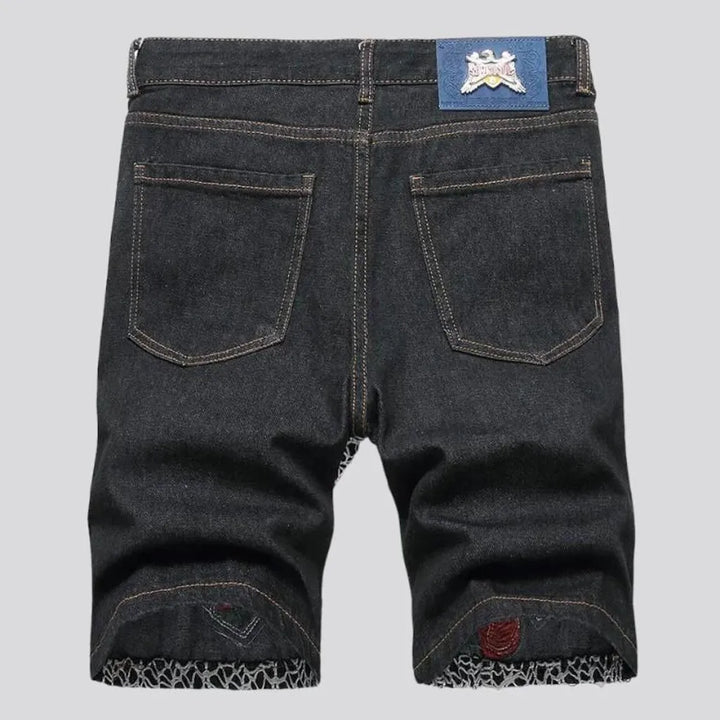 Mid-waist men's denim shorts