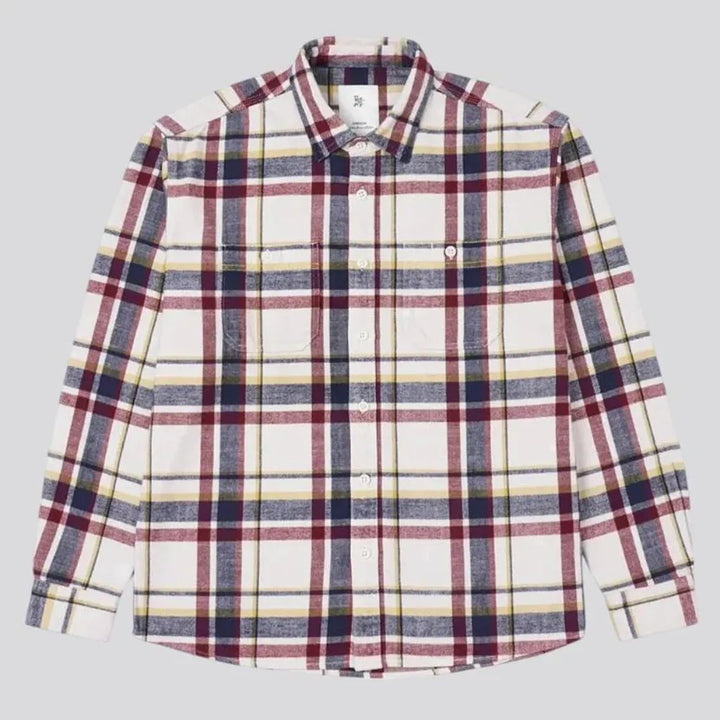 Stylish checkered jeans shirt for men