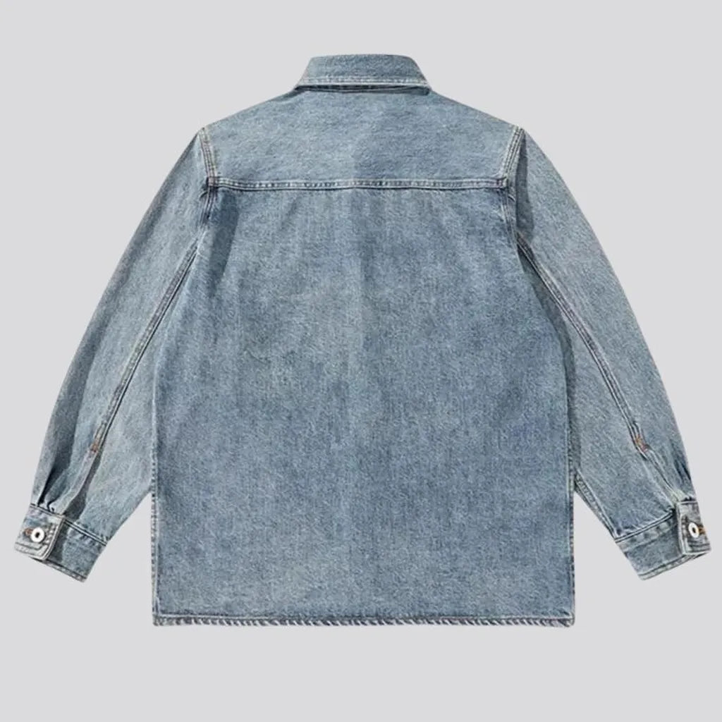 Sanded vintage men's denim jacket