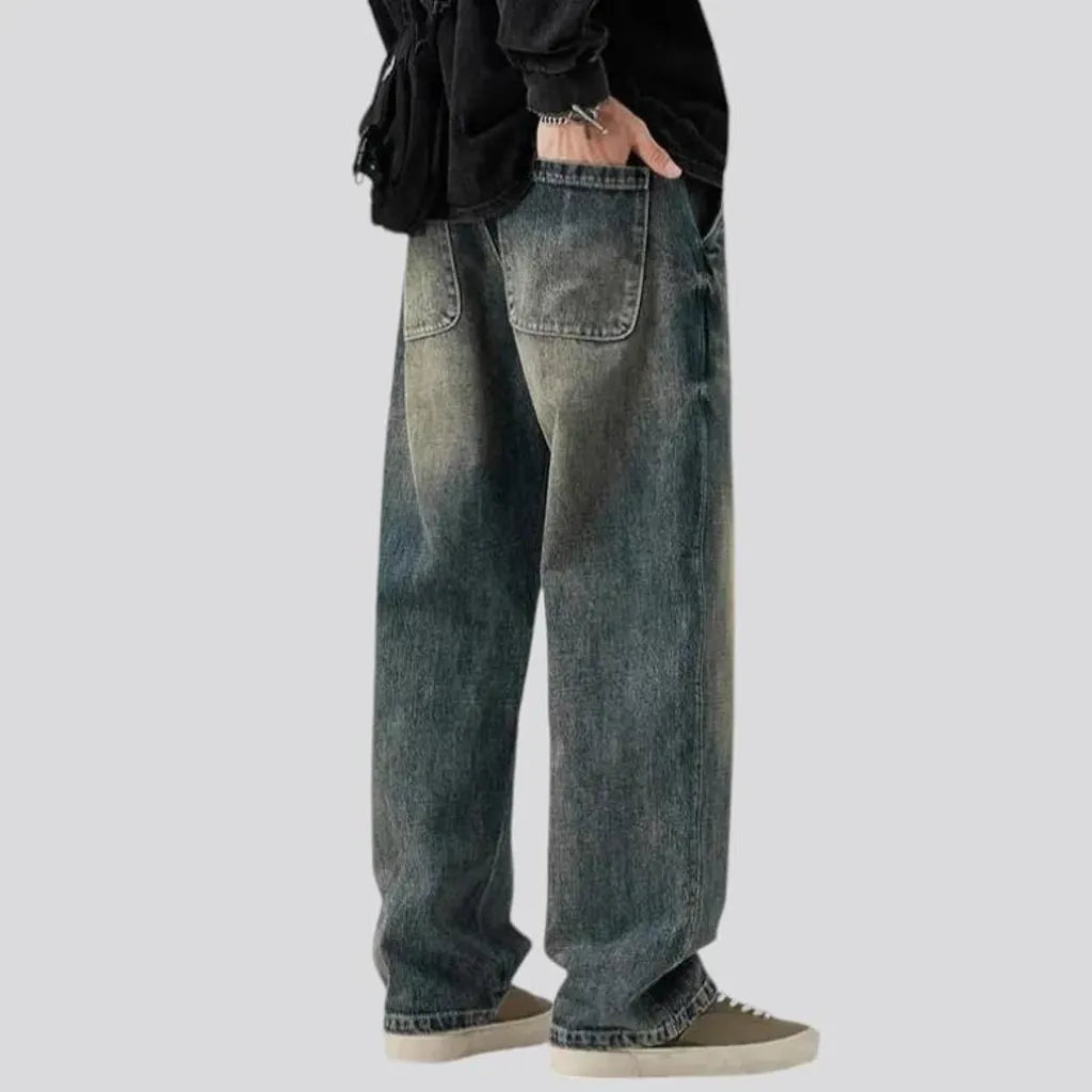 Fashionable baggy fit men's jeans