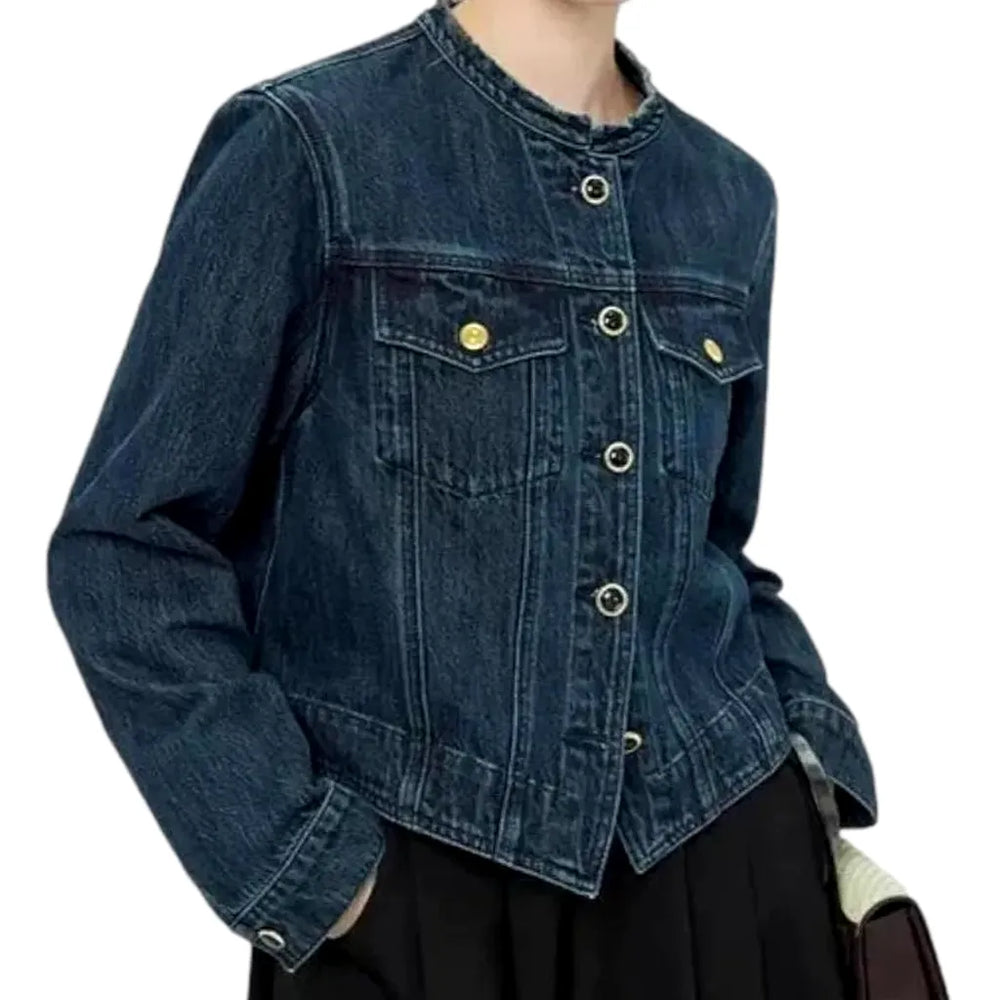 Elongated Oversized Jean Jacket for Women - Dark Blue