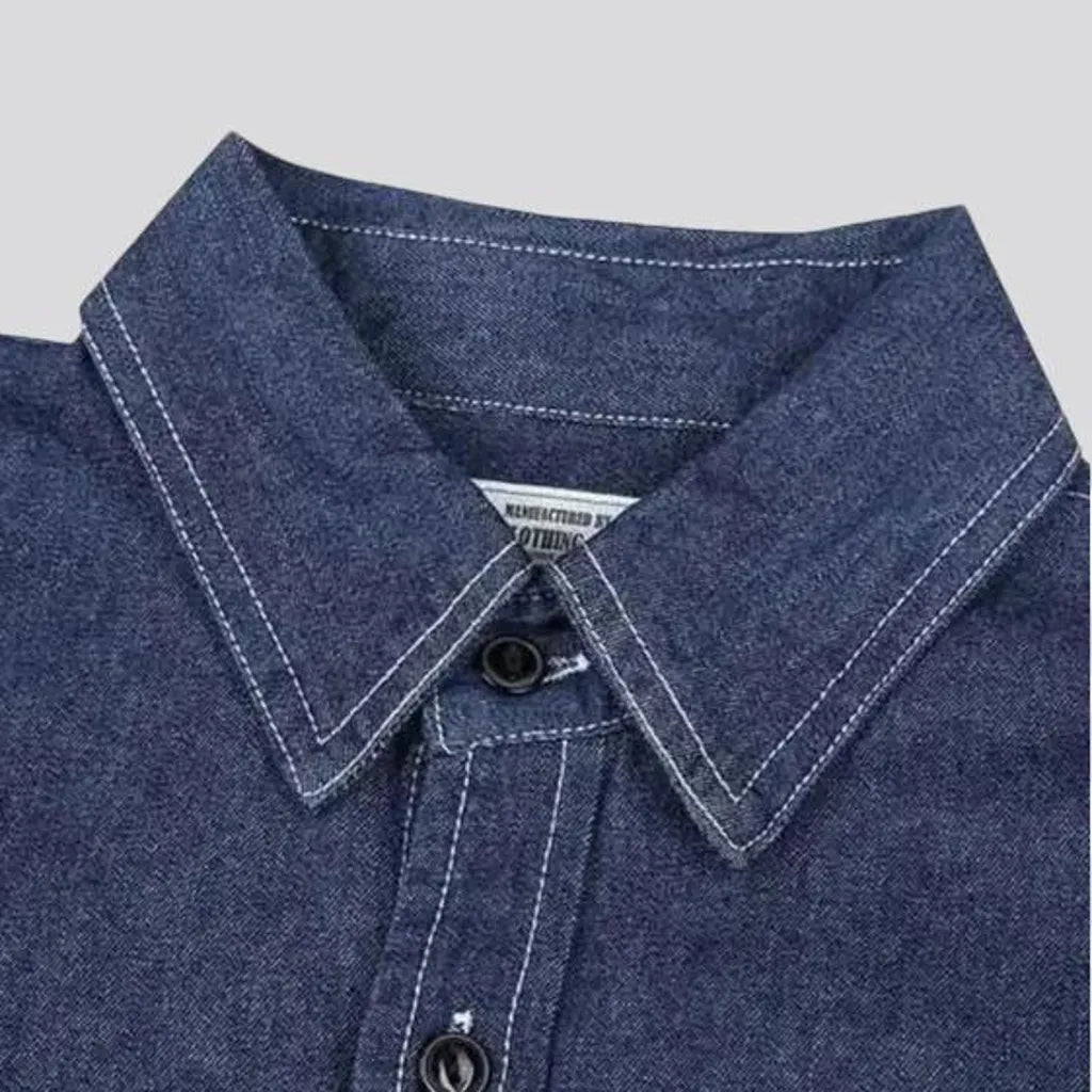 Regular fit chambray men's denim shirt