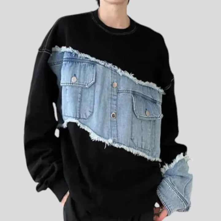 Fashion patchwork oversized men's denim jacket