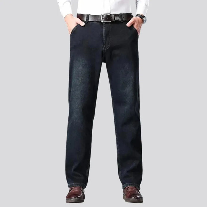 Abraded casual insulated men's jeans