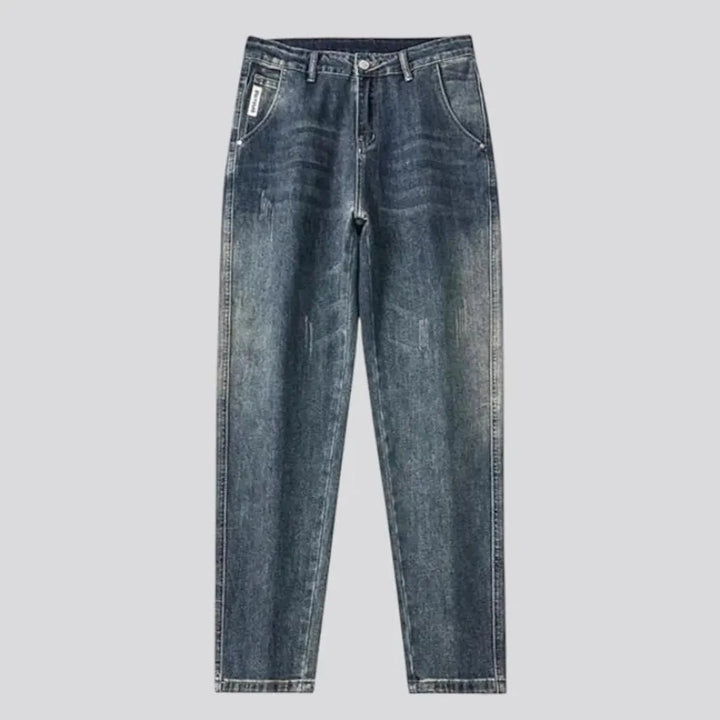 Retro style loose fit men's jeans