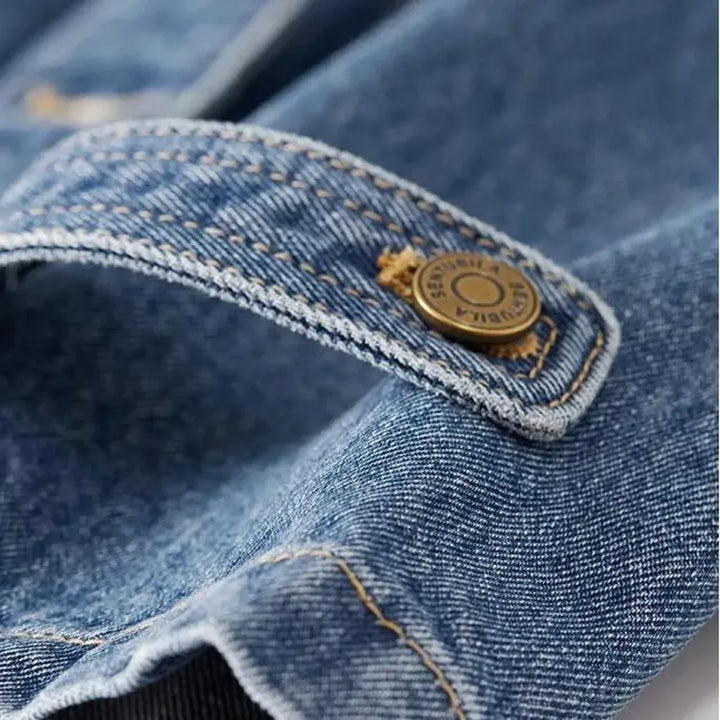 Medium-wash short jeans jacket