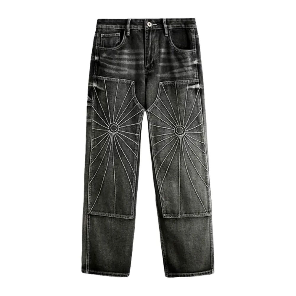 Retro Needlework Fit Men's Jeans - Grey