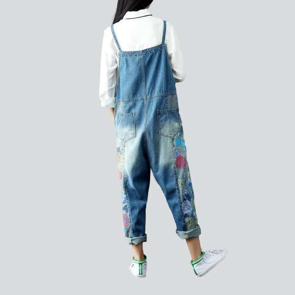 Painted jeans dungaree for ladies