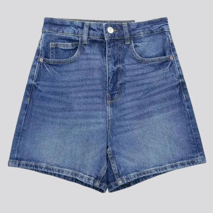 Casual fit high waist women's jeans shorts