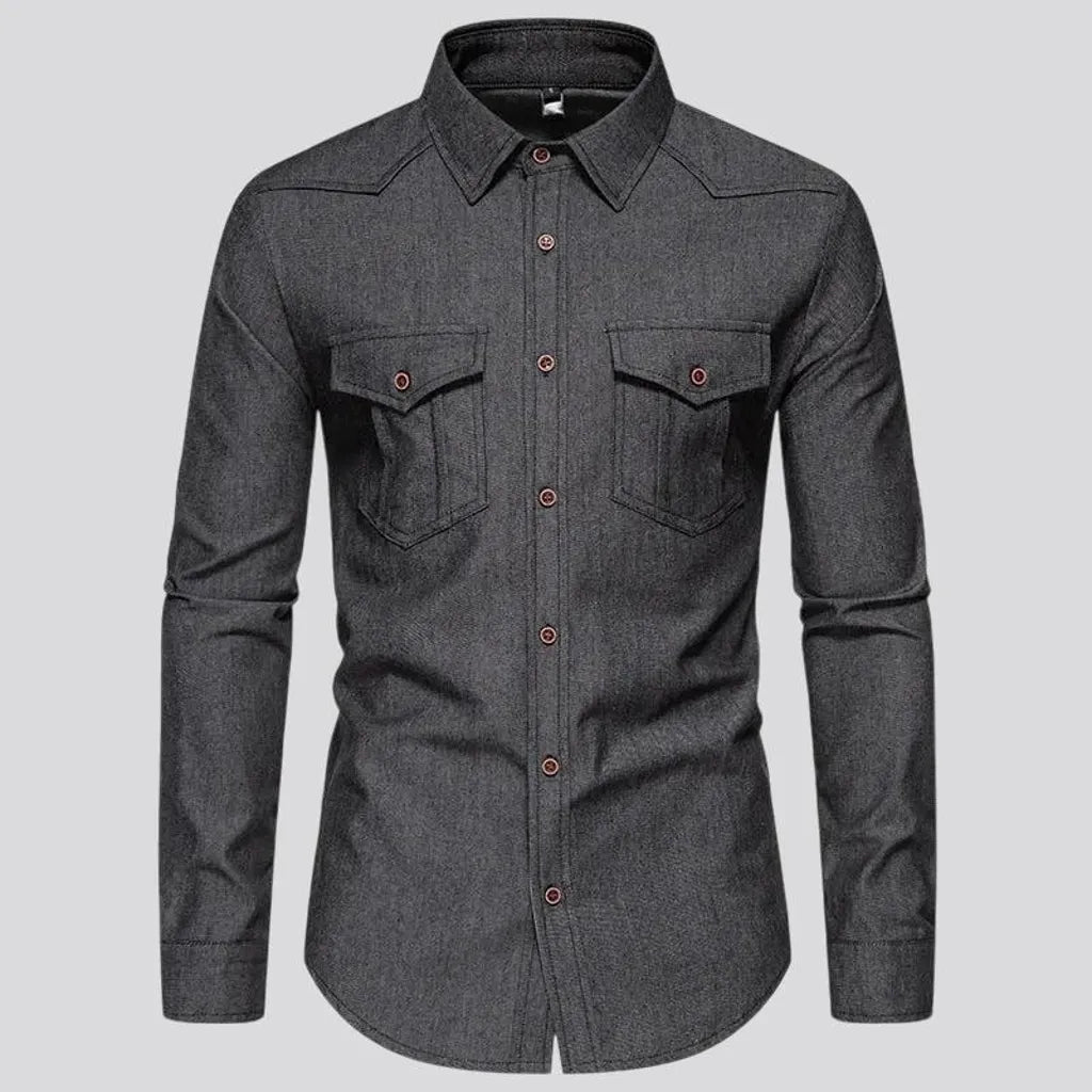 Lightweight average pattern men's jean shirt