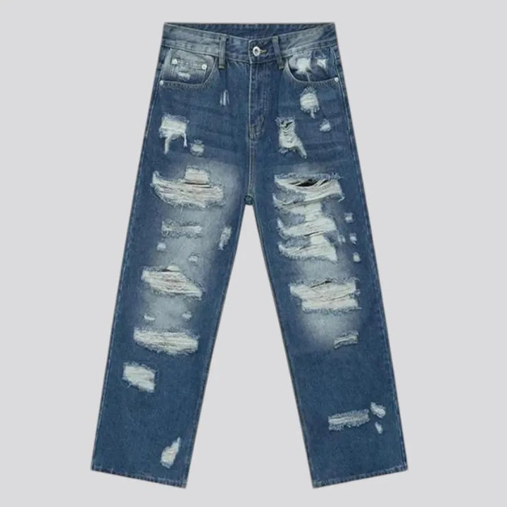 Baggy fashion style distressed men's jeans