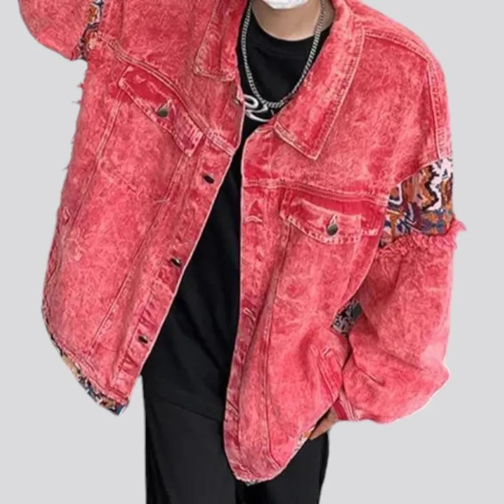 Grunge style men's denim jacket