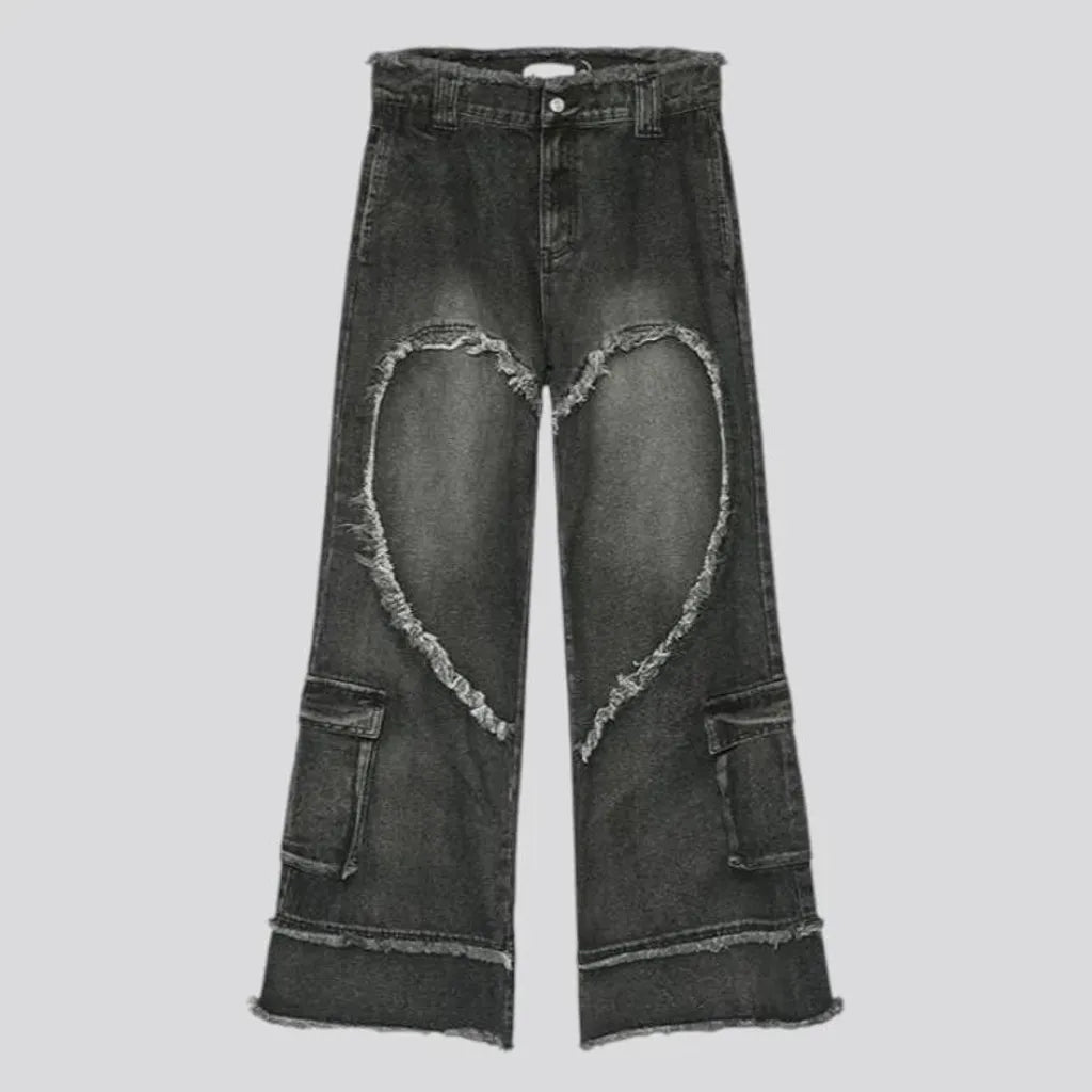 Grunge baggy mid rise jeans for men