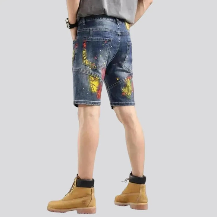 Trendy sanded denim shorts for men