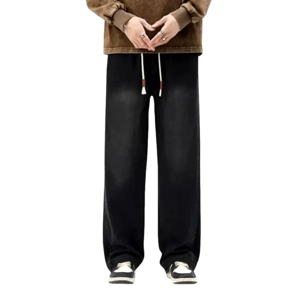 Baggy Leg Stylish Denim Joggers for Men - Black