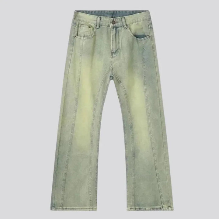 Boho style faded wash men's jeans