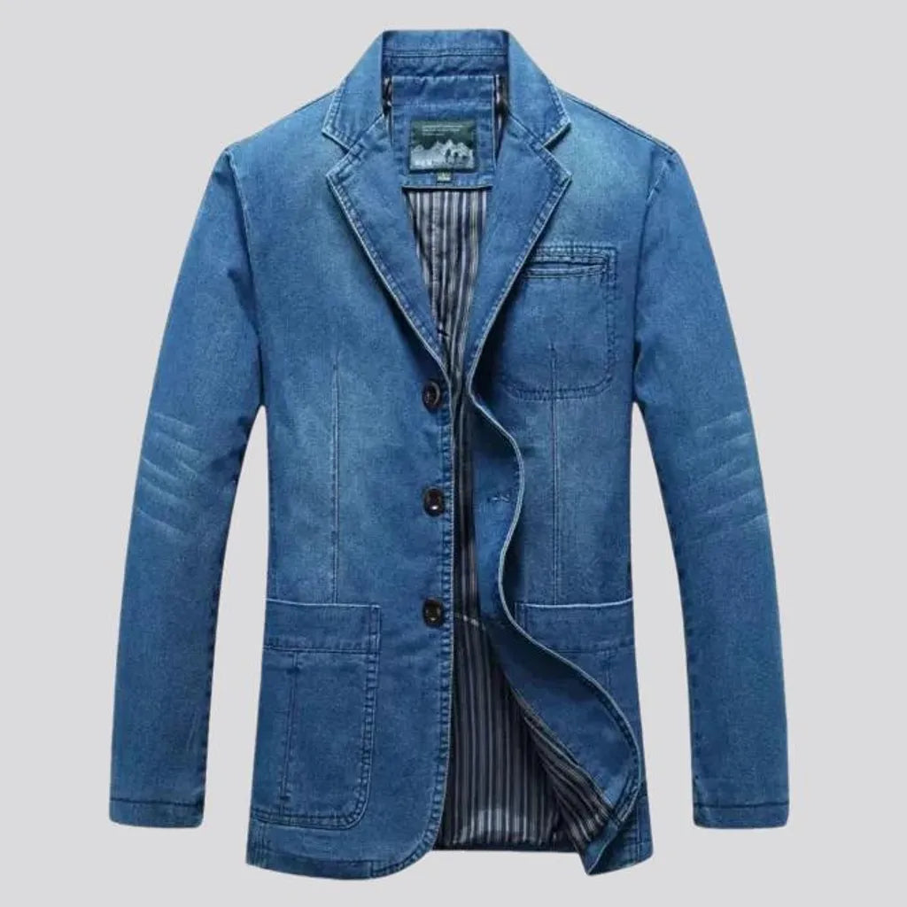 Casual slim-fit men's denim blazer