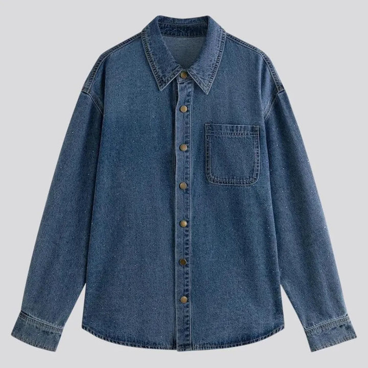 Retro stonewashed denim shirt for ladies