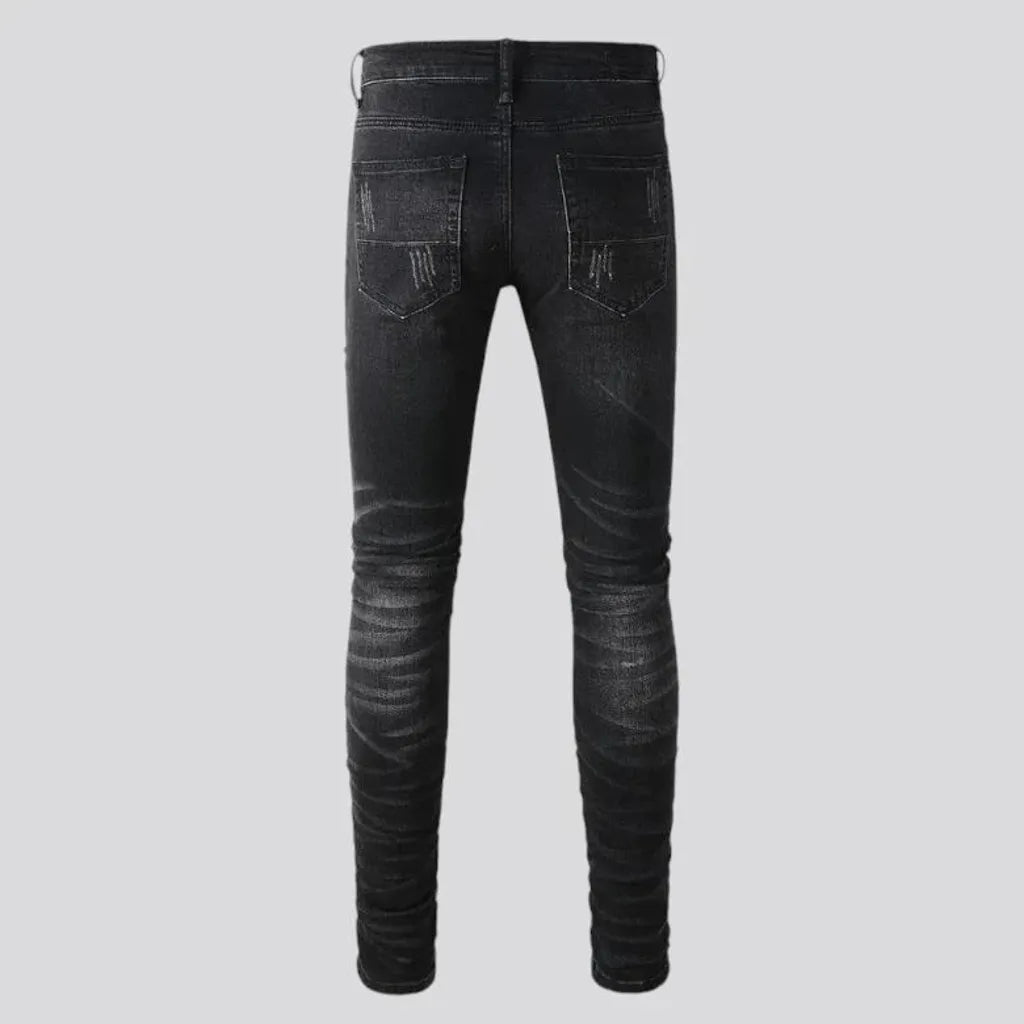 Skinny fit color-patch men's jeans