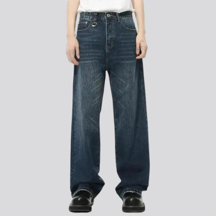 Trendy baggy mid-waist jeans for men