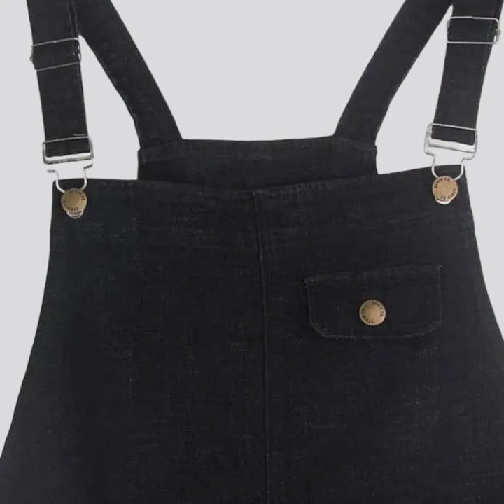 Loose pebble-washed jean women's overall