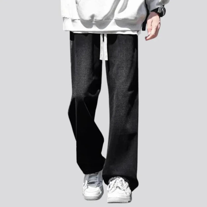 Baggy abraded mid rise jeans joggers for men