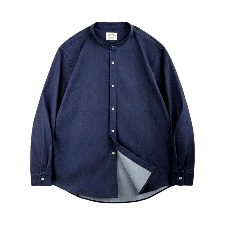 Stretchable Jean Shirt for Men - Dark Blue