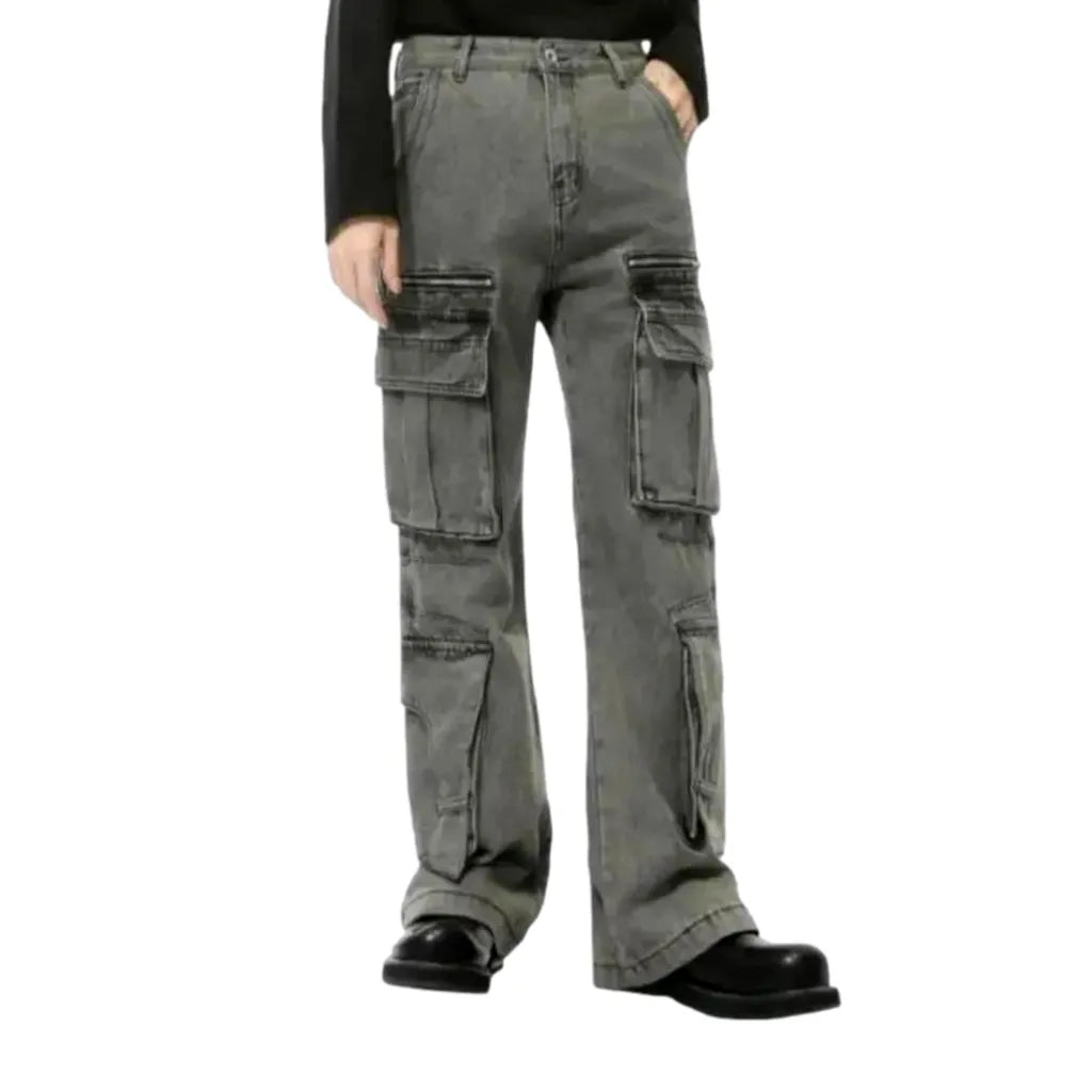 Fashionable Faded Men's Jeans - Grey