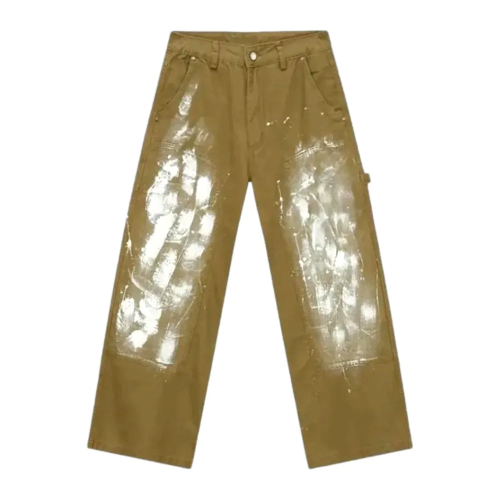 Boho Style Painted Men's Jeans - Sand