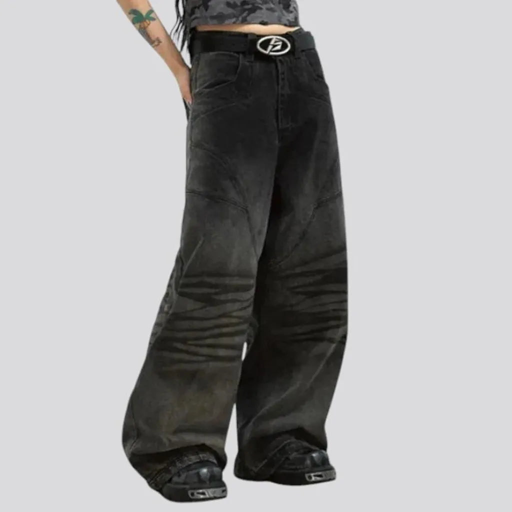 Retro wide fit faded men's jeans