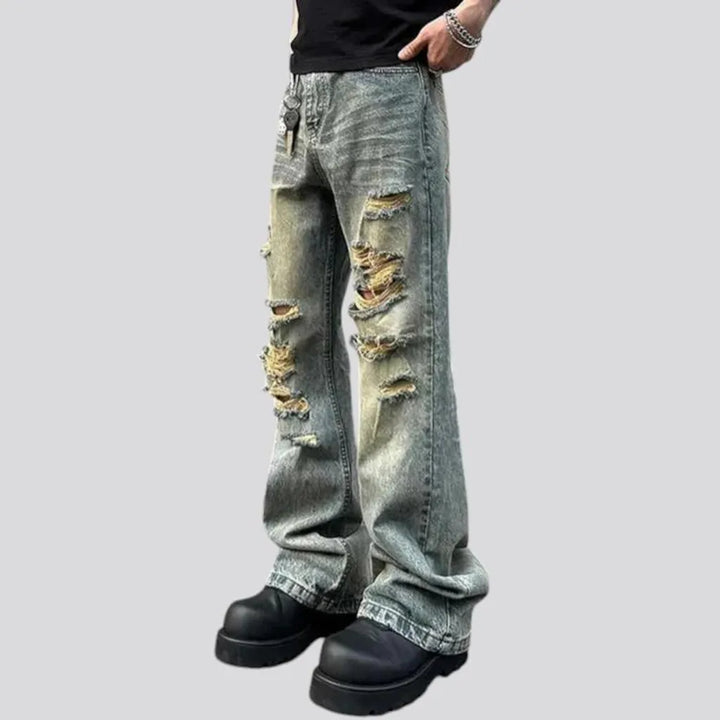 Fashion grunge straight men's jeans