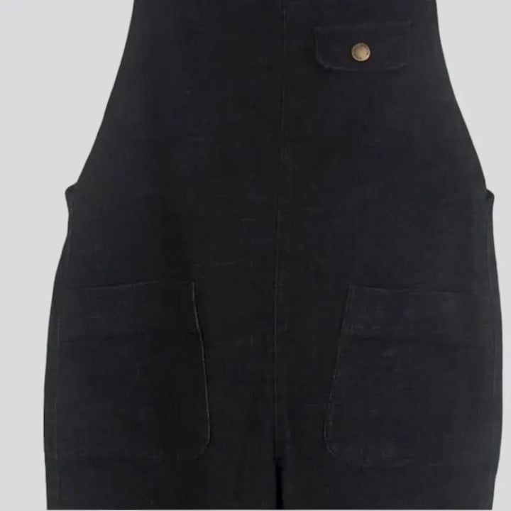 Loose pebble-washed jean women's overall