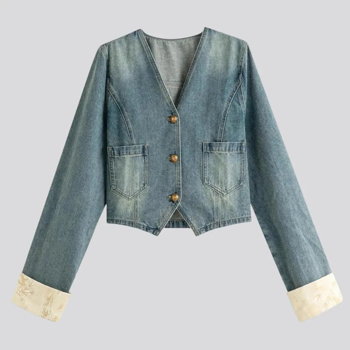 Extra-large washed out women's denim jacket